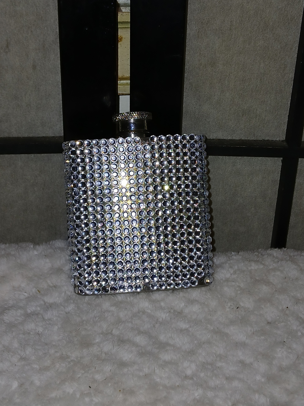 Crystal Embellished Silver Hip Flask - Women Bags Accessory